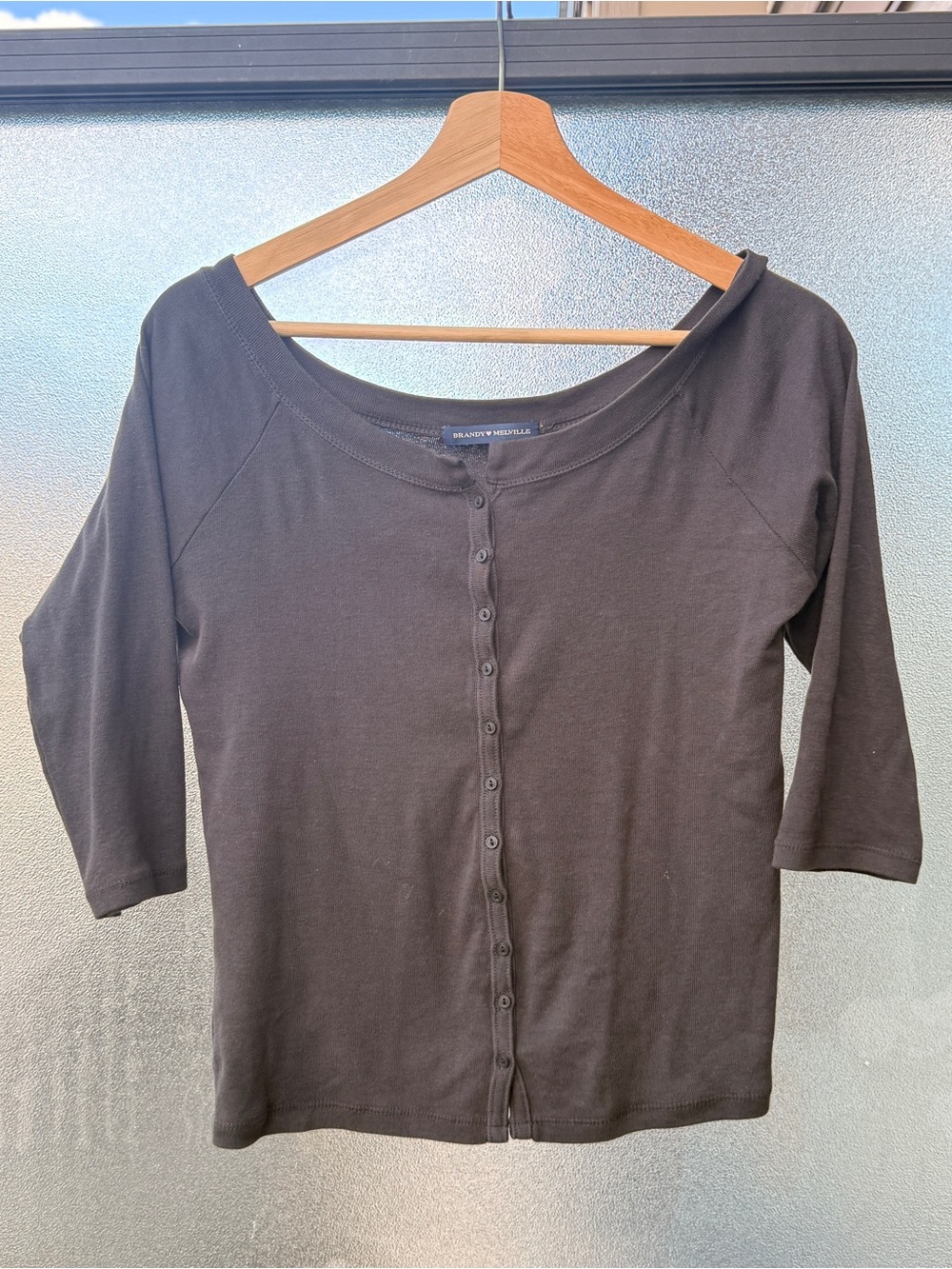 Brandy Melville Black Button Quarter Sleeve